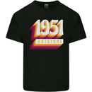 Retro 72nd Birthday Original 1951 Mens Cotton T-Shirt Tee Top Black