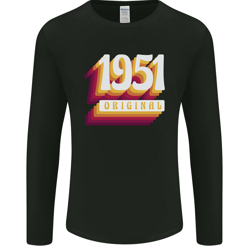 Retro 72nd Birthday Original 1951 Mens Long Sleeve T-Shirt Black