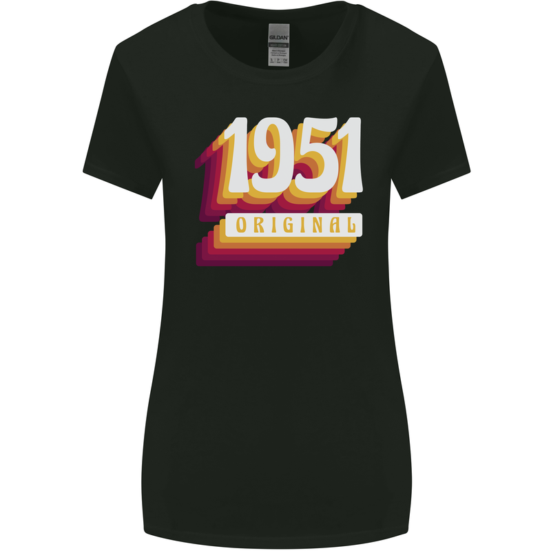 Retro 72nd Birthday Original 1951 Womens Wider Cut T-Shirt Black