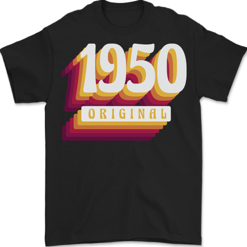 Retro 73rd Birthday Original 1950 Mens T-Shirt 100% Cotton BLACK