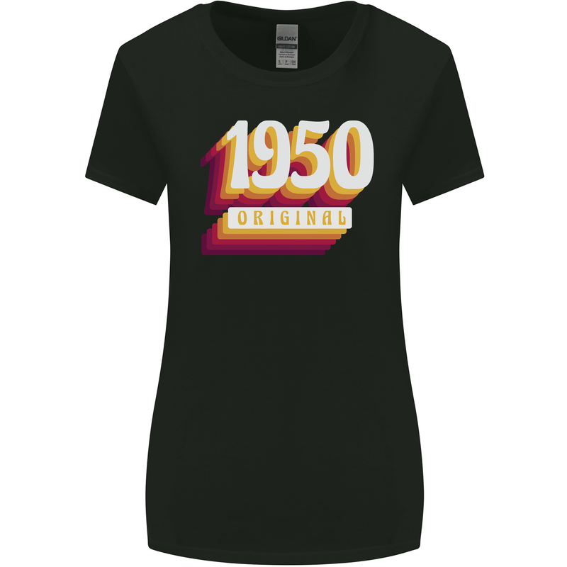 Retro 73rd Birthday Original 1950 Womens Wider Cut T-Shirt Black