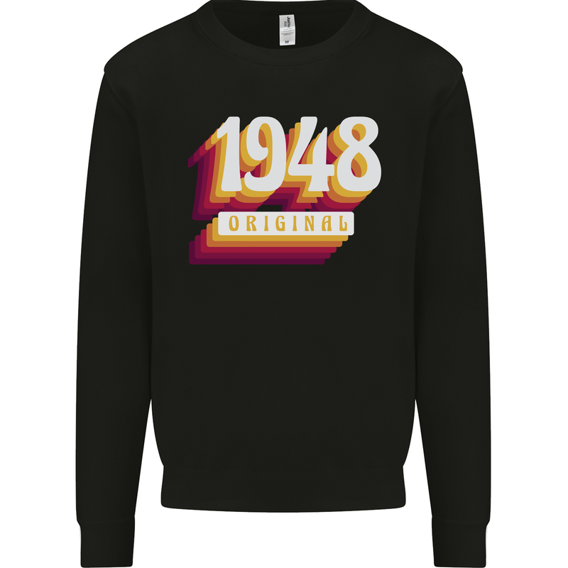 Retro 75th Birthday Original 1948 Mens Sweatshirt Jumper Black