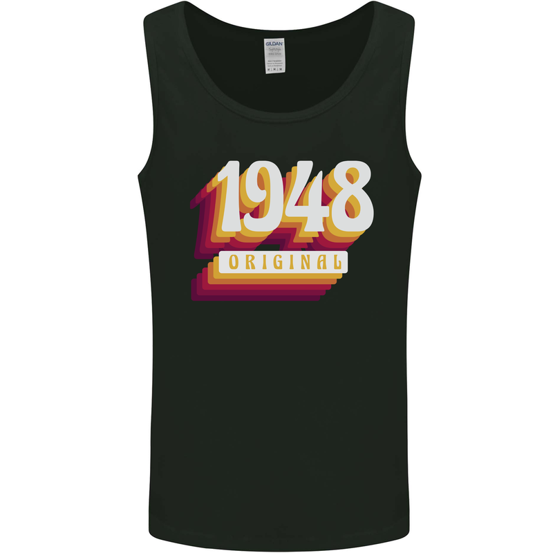 Retro 75th Birthday Original 1948 Mens Vest Tank Top Black