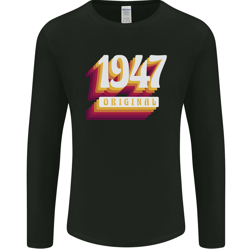 Retro 76th Birthday Original 1947 Mens Long Sleeve T-Shirt Black