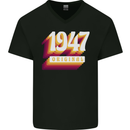 Retro 76th Birthday Original 1947 Mens V-Neck Cotton T-Shirt Black