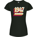 Retro 76th Birthday Original 1947 Womens Petite Cut T-Shirt Black