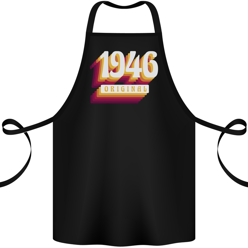 Retro 77th Birthday Original 1946 Cotton Apron 100% Organic Black