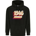 Retro 77th Birthday Original 1946 Mens 80% Cotton Hoodie Black