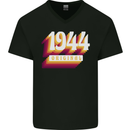 Retro 79th Birthday Original 1944 Mens V-Neck Cotton T-Shirt Black