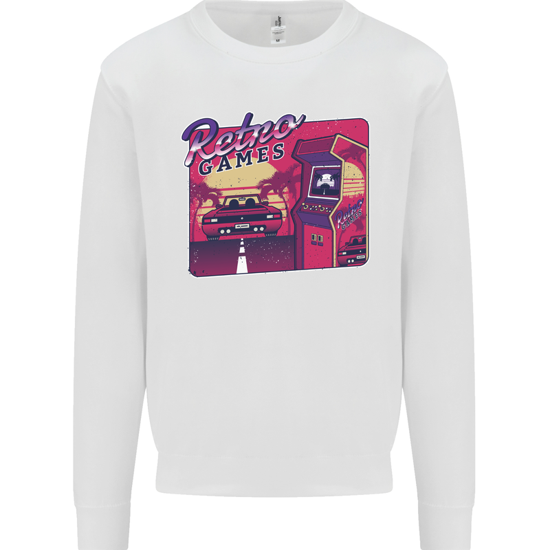 Retro 80s Arcade Games Mens Sweatshirt Jumper White