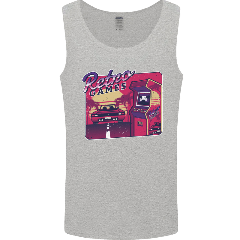 Retro 80s Arcade Games Mens Vest Tank Top Sports Grey
