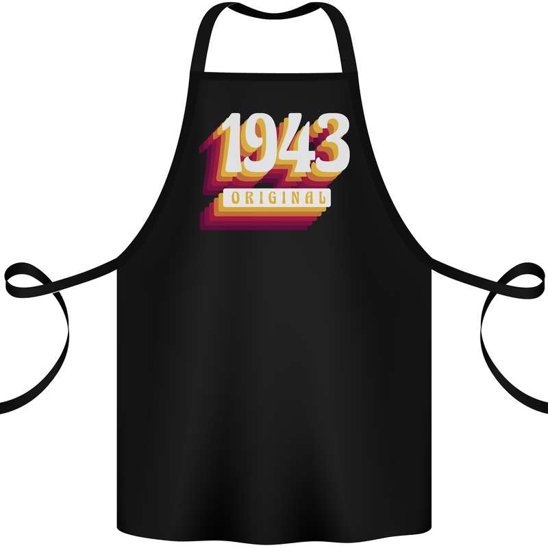 Retro 80th Birthday Original 1943 Cotton Apron 100% Organic Black