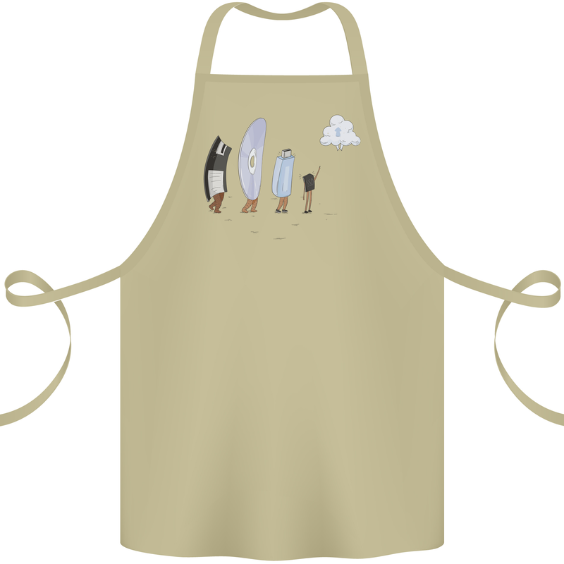 Retro Data Storage Funny Geek Nerd CD PC Cotton Apron 100% Organic Khaki
