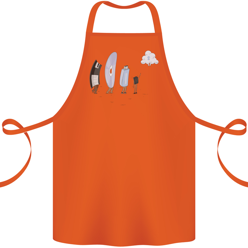Retro Data Storage Funny Geek Nerd CD PC Cotton Apron 100% Organic Orange