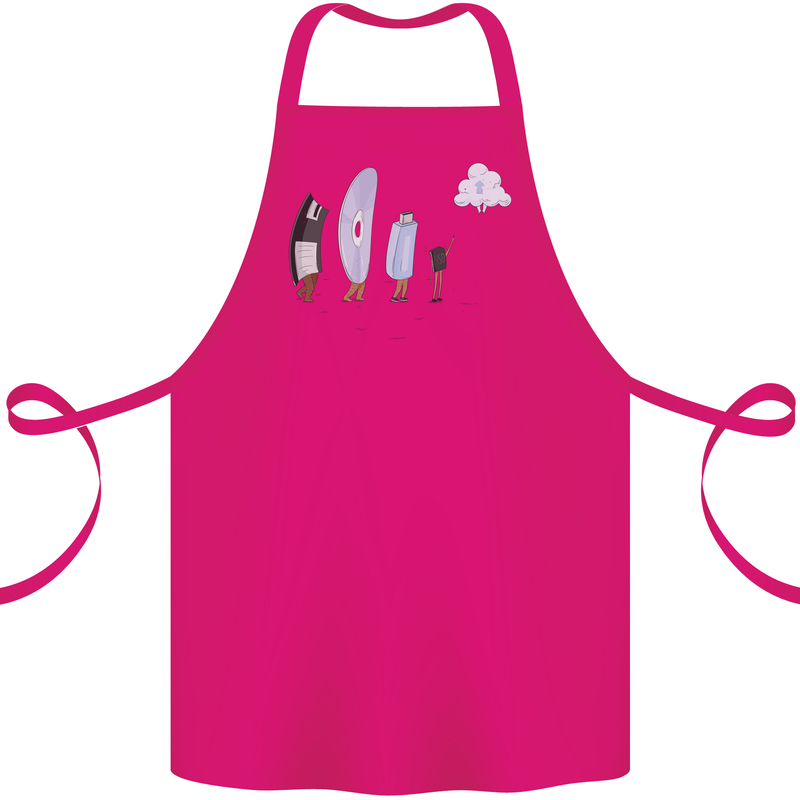 Retro Data Storage Funny Geek Nerd CD PC Cotton Apron 100% Organic Pink