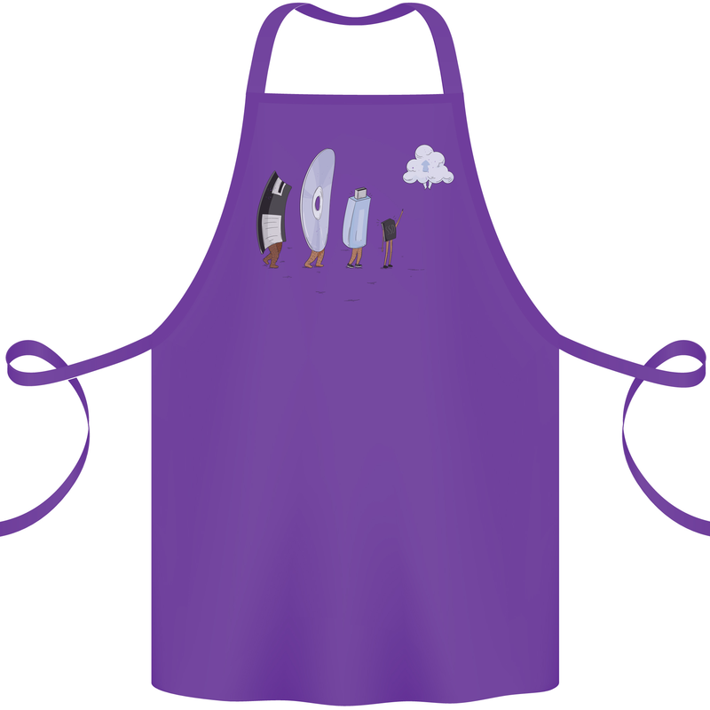 Retro Data Storage Funny Geek Nerd CD PC Cotton Apron 100% Organic Purple
