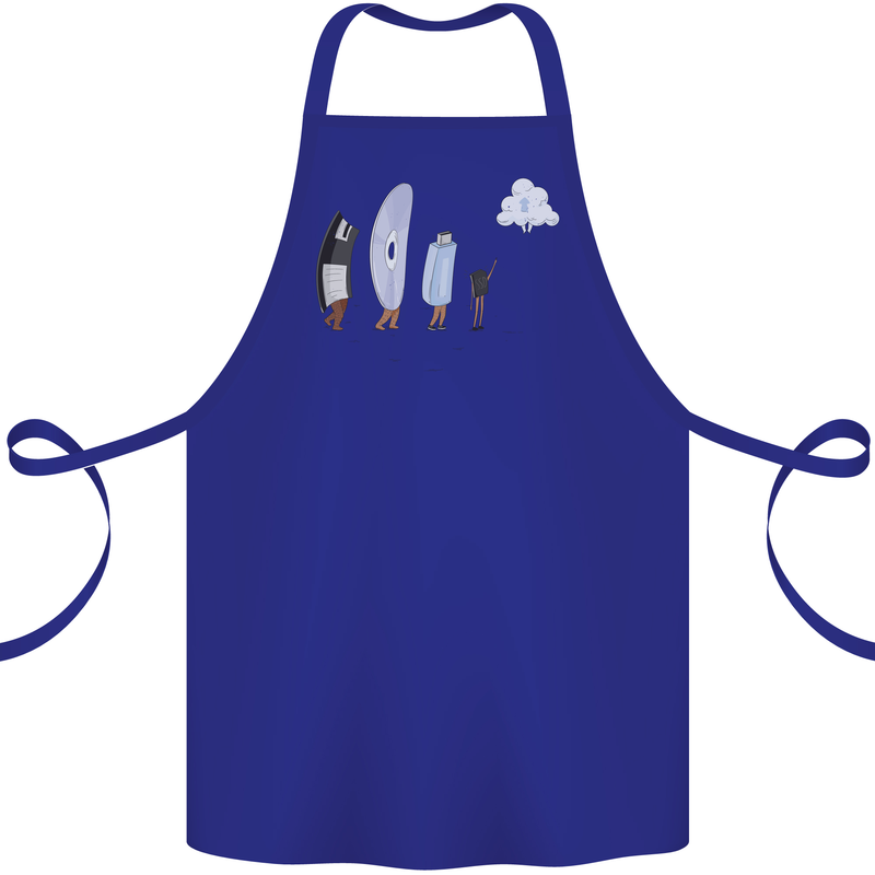 Retro Data Storage Funny Geek Nerd CD PC Cotton Apron 100% Organic Royal Blue
