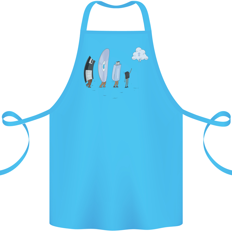 Retro Data Storage Funny Geek Nerd CD PC Cotton Apron 100% Organic Turquoise