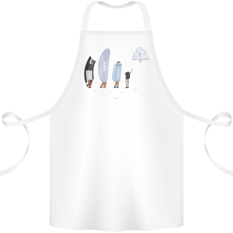 Retro Data Storage Funny Geek Nerd CD PC Cotton Apron 100% Organic White