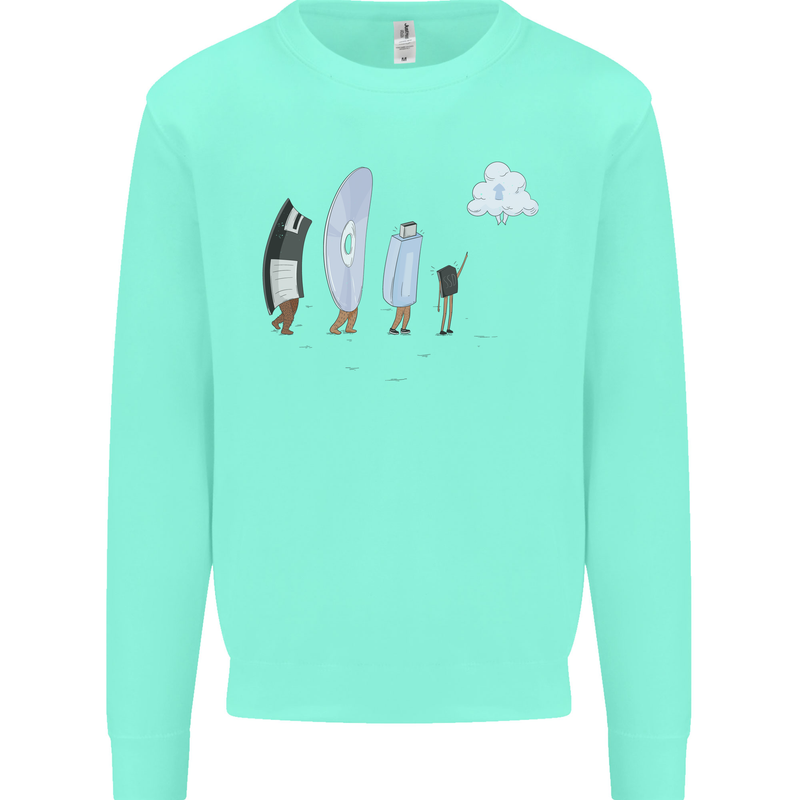 Retro Data Storage Funny Geek Nerd CD PC Kids Sweatshirt Jumper Peppermint