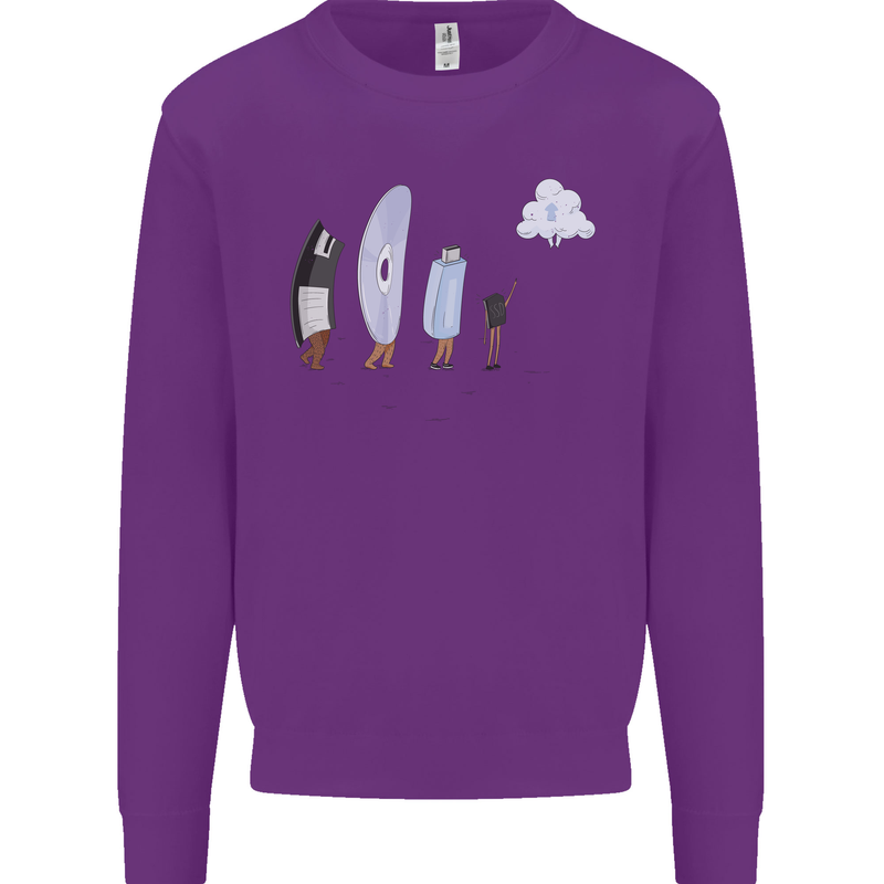 Retro Data Storage Funny Geek Nerd CD PC Kids Sweatshirt Jumper Purple