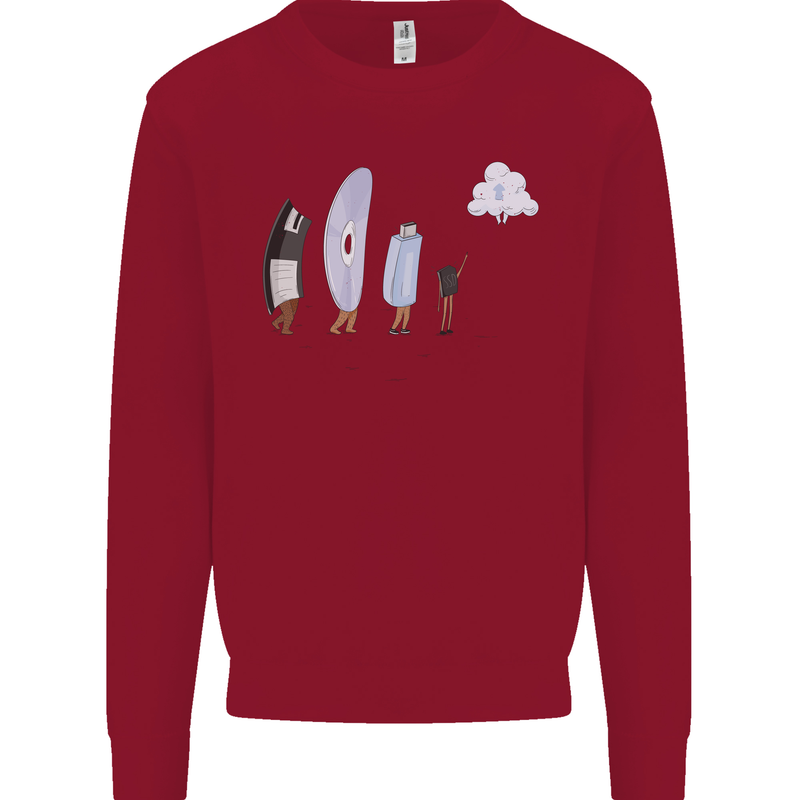 Retro Data Storage Funny Geek Nerd CD PC Kids Sweatshirt Jumper Red