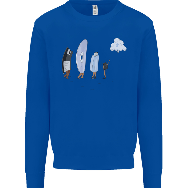 Retro Data Storage Funny Geek Nerd CD PC Kids Sweatshirt Jumper Royal Blue