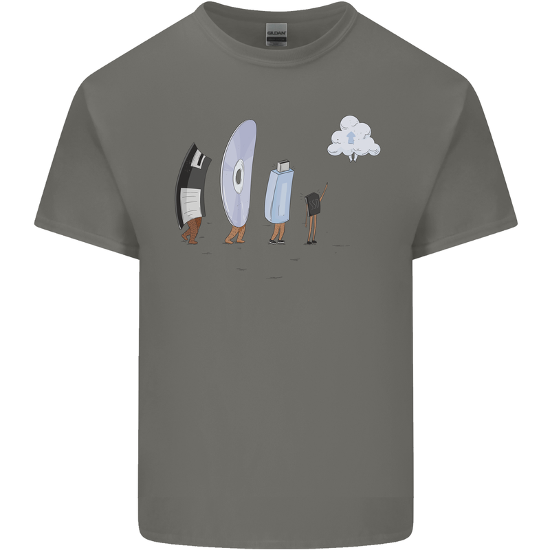 Retro Data Storage Funny Geek Nerd CD PC Kids T-Shirt Childrens Charcoal