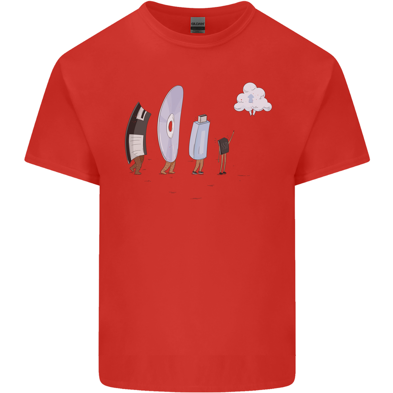 Retro Data Storage Funny Geek Nerd CD PC Kids T-Shirt Childrens Red