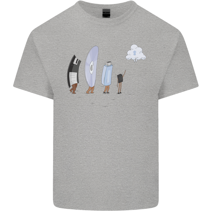 Retro Data Storage Funny Geek Nerd CD PC Kids T-Shirt Childrens Sports Grey