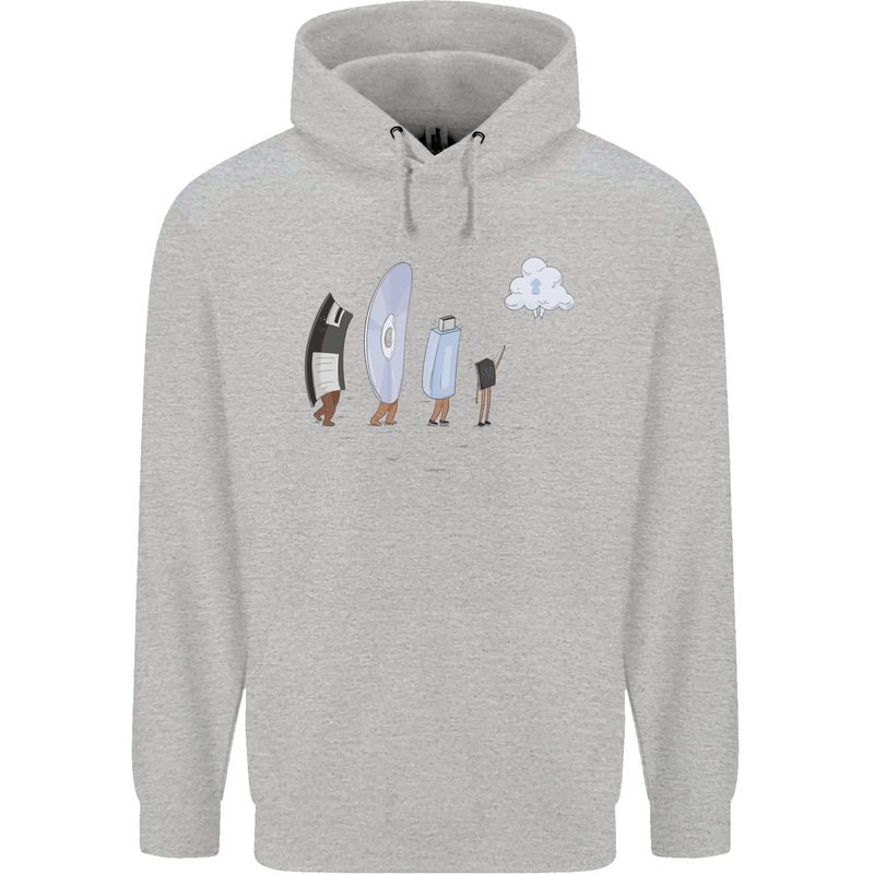Retro Data Storage Funny Geek Nerd CD PC Mens 80% Cotton Hoodie Sports Grey