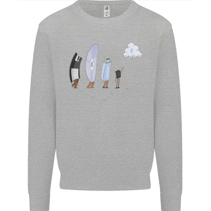 Retro Data Storage Funny Geek Nerd CD PC Mens Sweatshirt Jumper Sports Grey