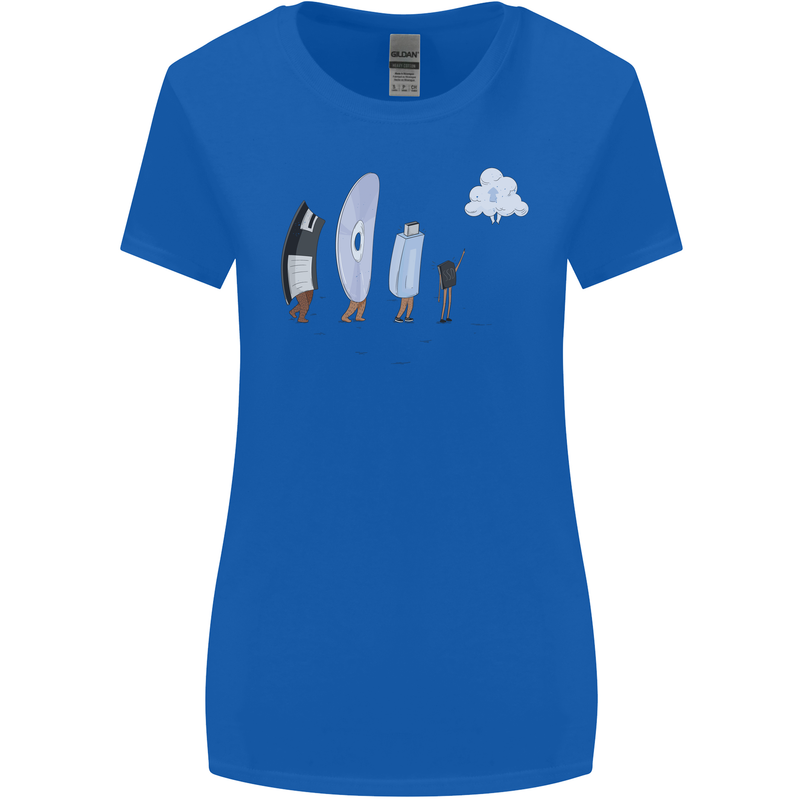 Retro Data Storage Funny Geek Nerd CD PC Womens Wider Cut T-Shirt Royal Blue
