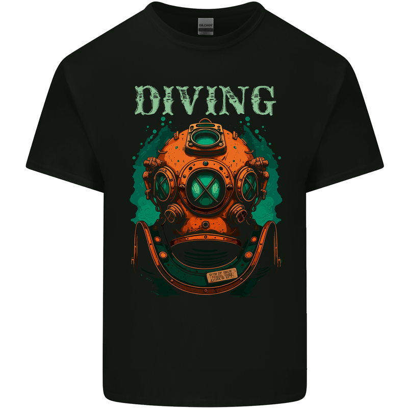 Retro Dive Helmet Scuba Diving Diver Bonnet Kids T-Shirt Childrens Black