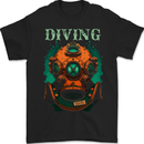 Retro Dive Helmet Scuba Diving Diver Bonnet Mens Gildan Cotton T-Shirt Black