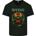 Retro Dive Helmet Scuba Diving Diver Bonnet Mens V-Neck Cotton T-Shirt Black