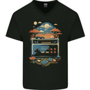 Retro Gaming Graphics Video Games Gamer Mens V-Neck Cotton T-Shirt Black