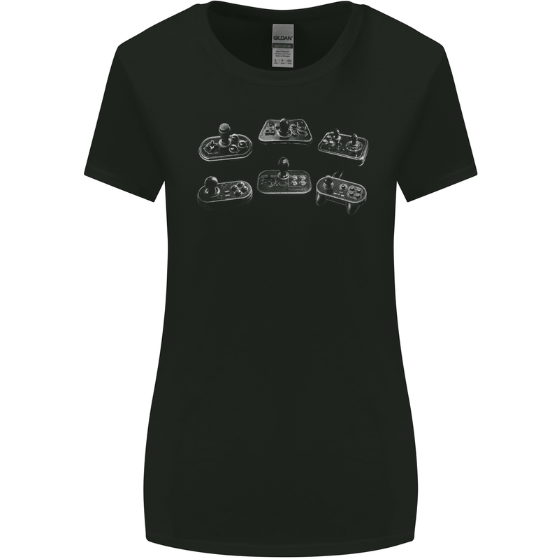 Retro Joypads Joystick Gaming Gamer Controller Womens Wider Cut T-Shirt Black