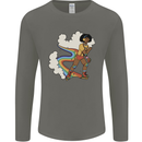 Retro Roller Blading Blades Inline Skating LGBT Mens Long Sleeve T-Shirt Charcoal