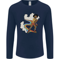 Retro Roller Blading Blades Inline Skating LGBT Mens Long Sleeve T-Shirt Navy Blue