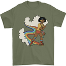 Retro Roller Blading Blades Inline Skating LGBT Mens T-Shirt 100% Cotton Military Green