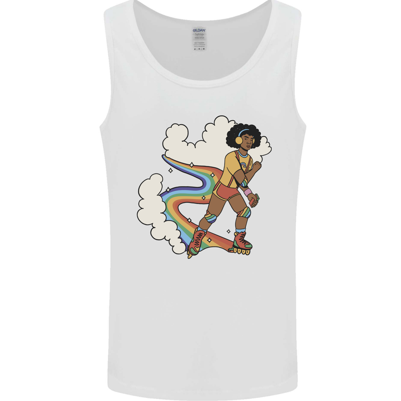 Retro Roller Blading Blades Inline Skating LGBT Mens Vest Tank Top White