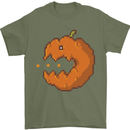 Retro Video Games Halloween Pumpkin Funny Mens T-Shirt 100% Cotton Military Green
