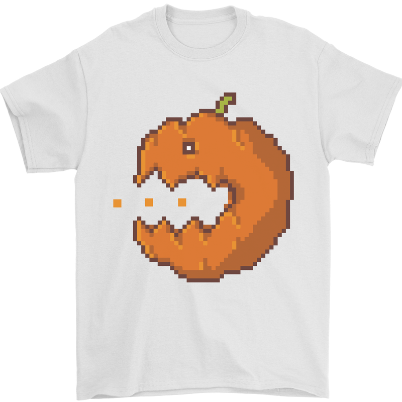 Retro Video Games Halloween Pumpkin Funny Mens T-Shirt 100% Cotton White