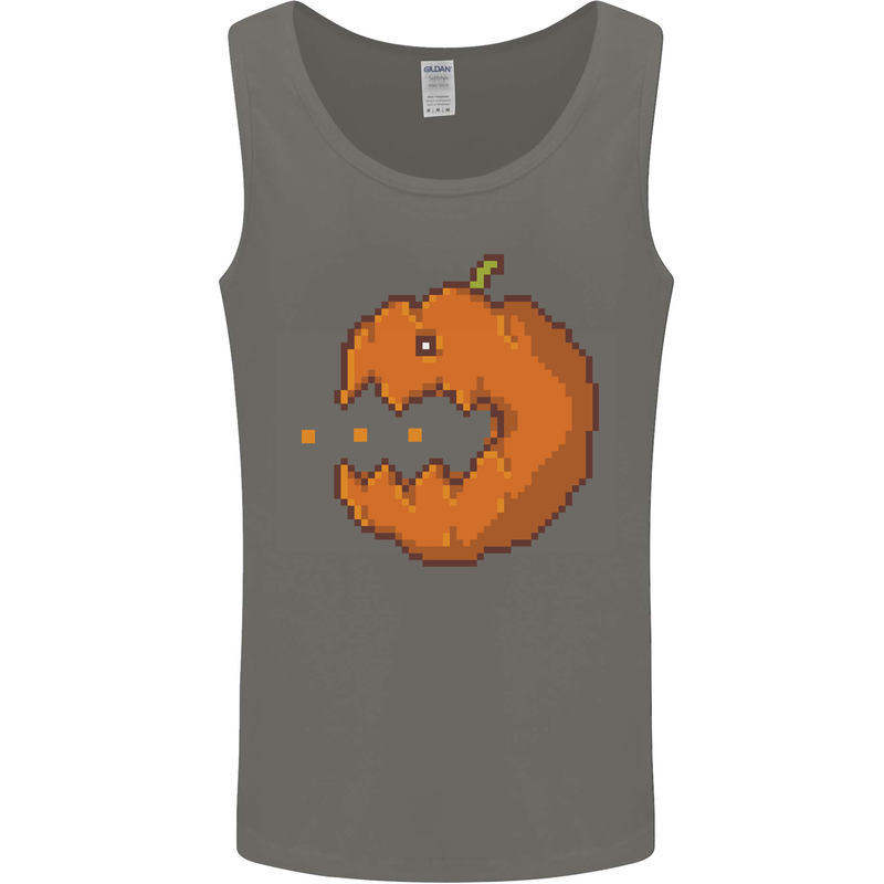 Retro Video Games Halloween Pumpkin Funny Mens Vest Tank Top Charcoal
