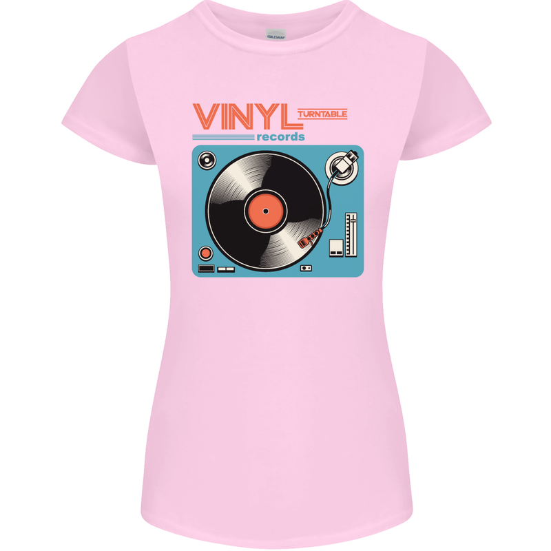 Retro Vinyl Records Turntable DJ Music Womens Petite Cut T-Shirt