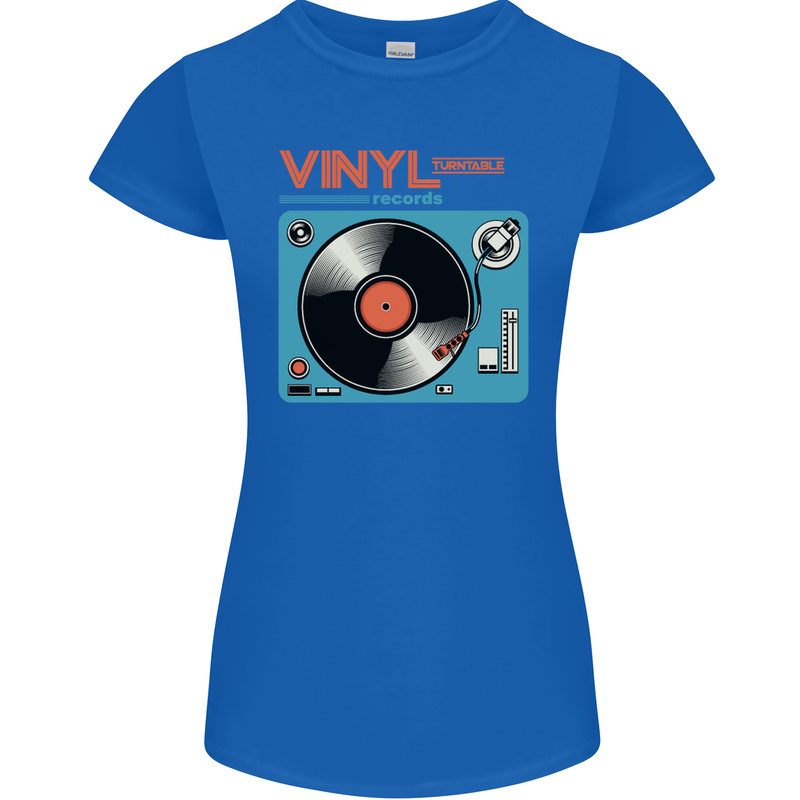 Retro Vinyl Records Turntable DJ Music Womens Petite Cut T-Shirt