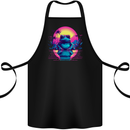 Retrowave Frog in a Sunset Cotton Apron 100% Organic Black