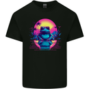 Retrowave Frog in a Sunset Kids T-Shirt Childrens Black