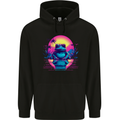Retrowave Frog in a Sunset Mens 80% Cotton Hoodie Black